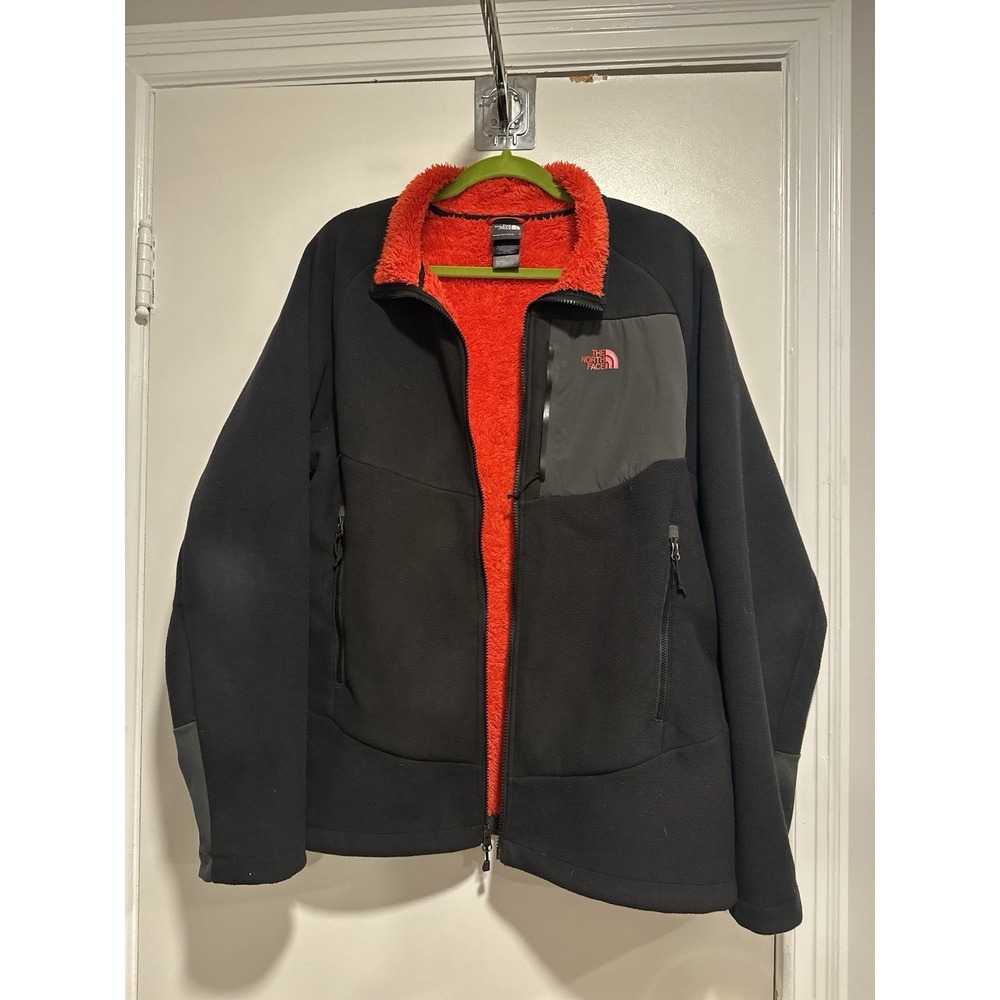 The North Face Jacket Sz:L Black Full Zip Chimborazo Fleece Red Sherpa Lined